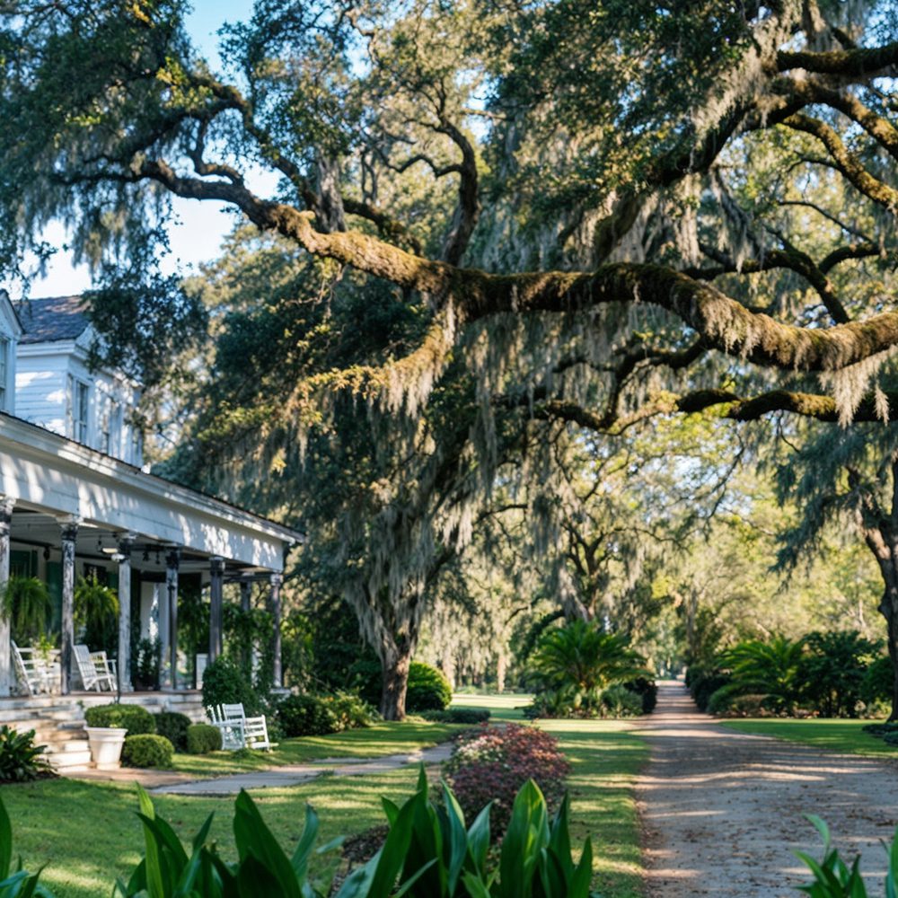 01 grand front porch of myrtles plantation with oak trees