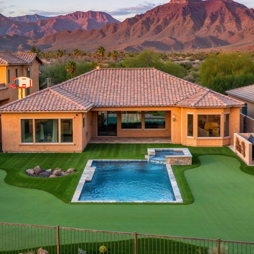 01 jon rahm%e2%80%99s backyard with pool and golf green in sco