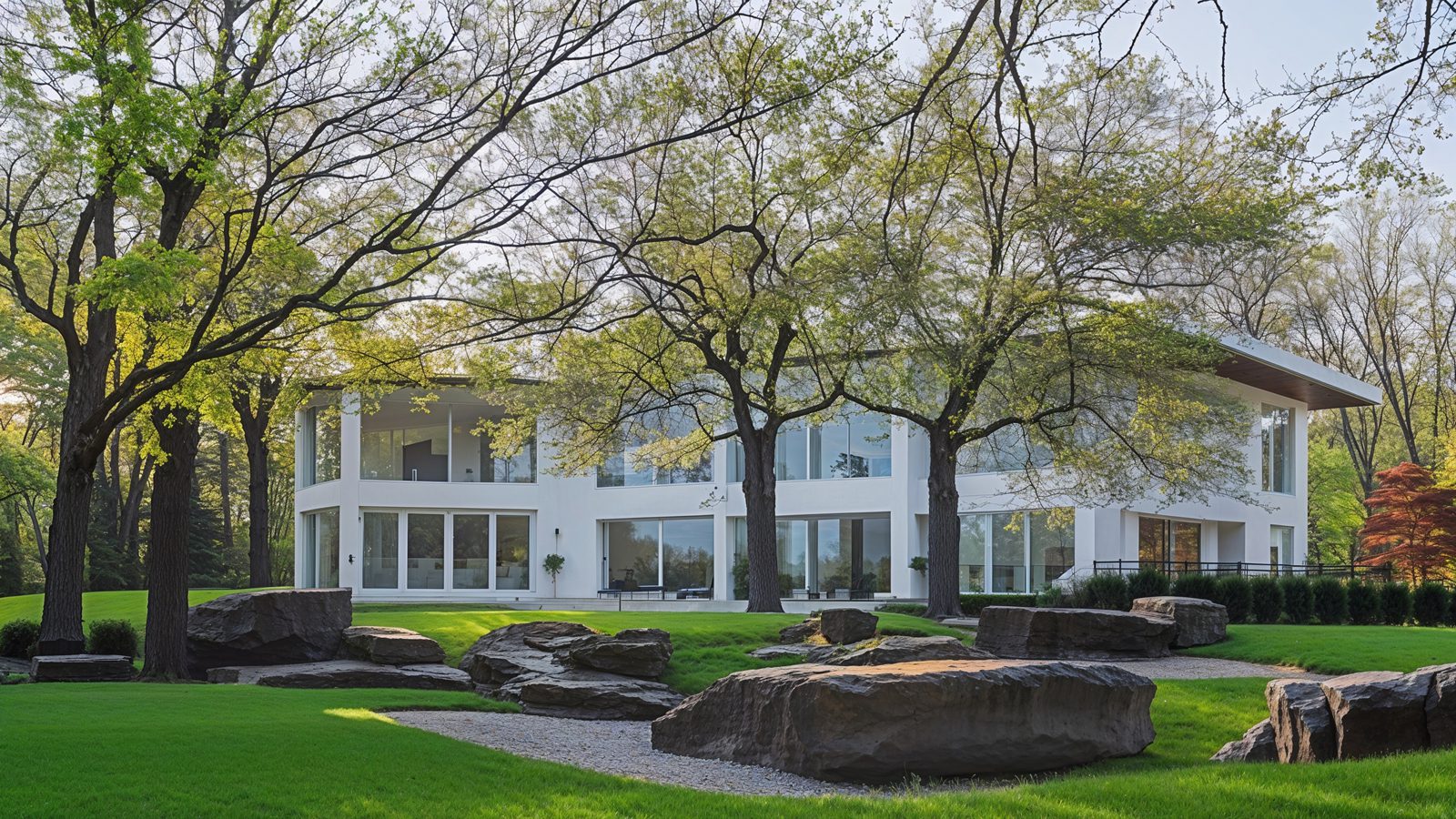 01 modern mansion exterior with evening glow in montclair