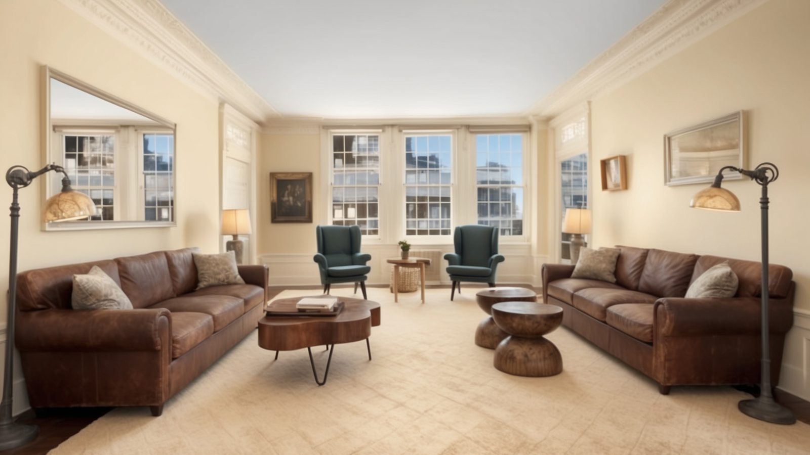 05 a spacious living room filled with natural light, leather sof