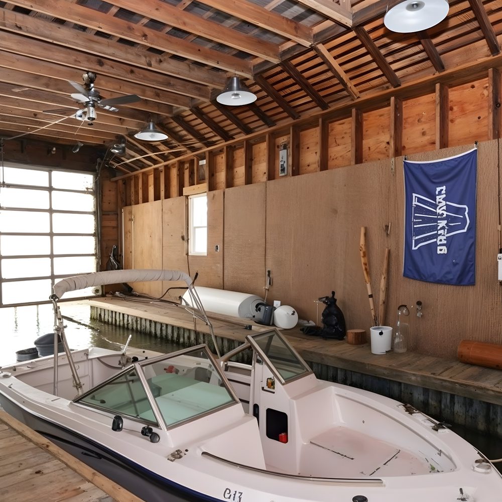 08 boathouse interior with docked boat
