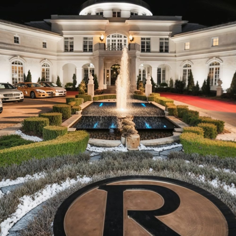 09 night view of rick ross' mansion entrance in fayetteville, ge