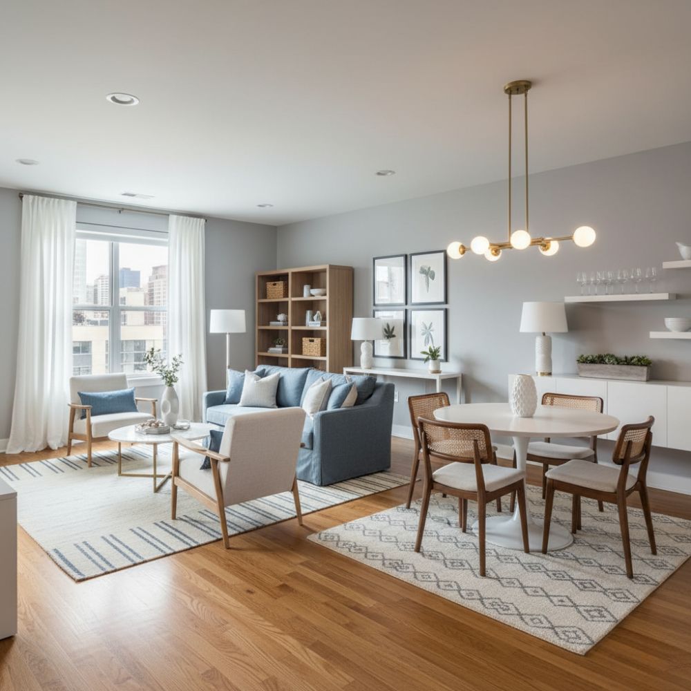 12x16 Living And Dining Room Combo Layout With Two Zones