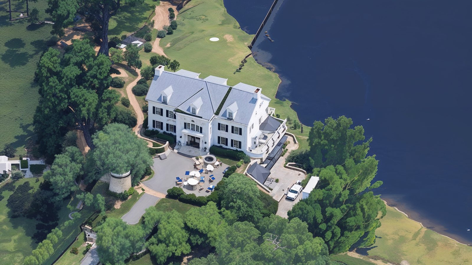 second aerial view of joe biden%e2%80%99s home by the lake