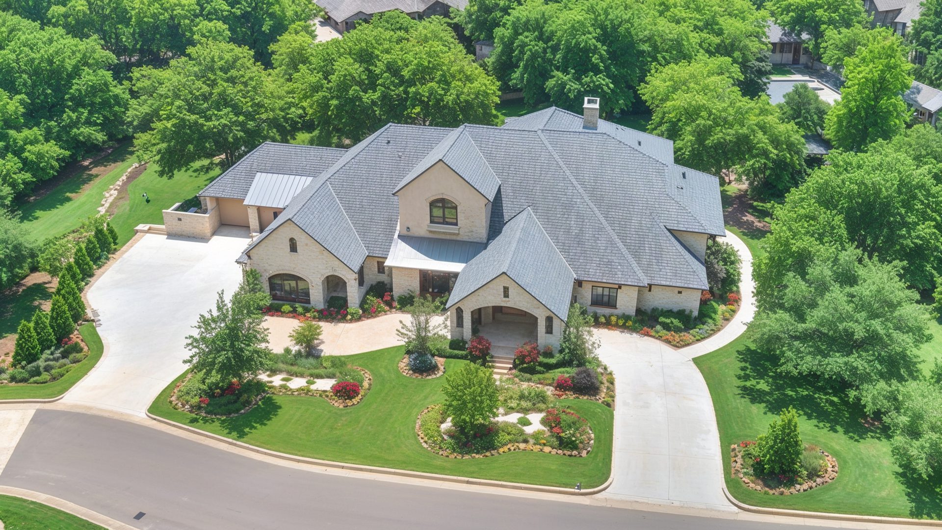 Aerial View Of SGA Luxurious Oklahoma City Estate Among Lush Gre