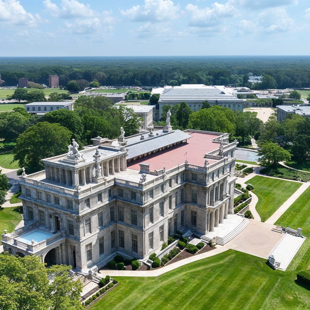 01 aerial view of shadow lawn mansion in new jersey