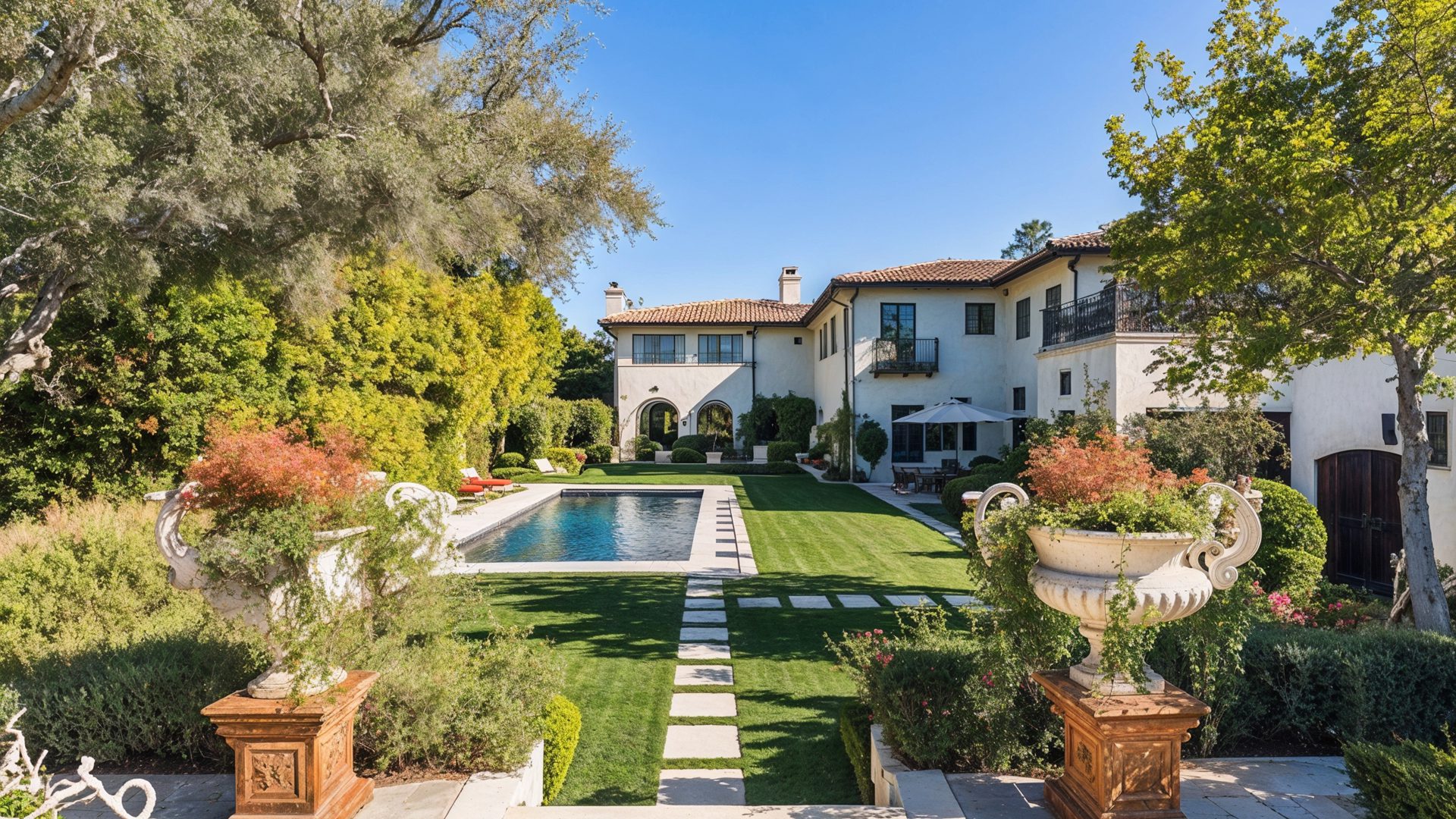 Backyard Pool Mediterranean Estate
