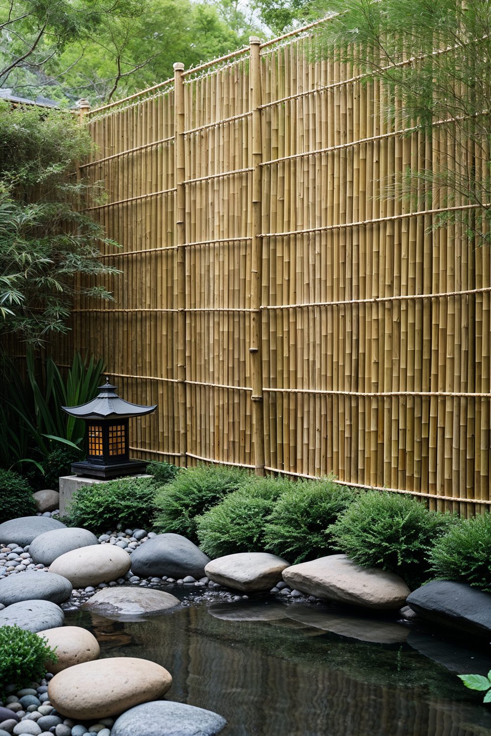 Bamboo Wood Privacy Fence For Zen Backyard Oasis