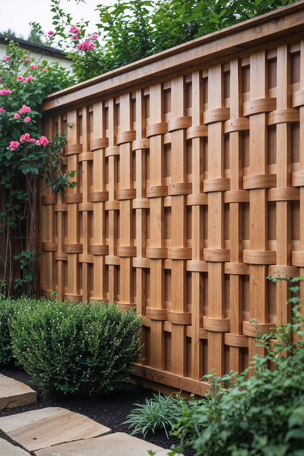 Basket Weave Wood Privacy Fence Ideas For Stylish Yard