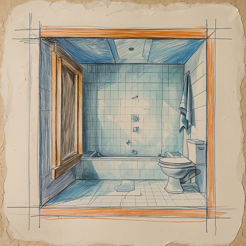 Original cramped bathroom layout showing space constraints
