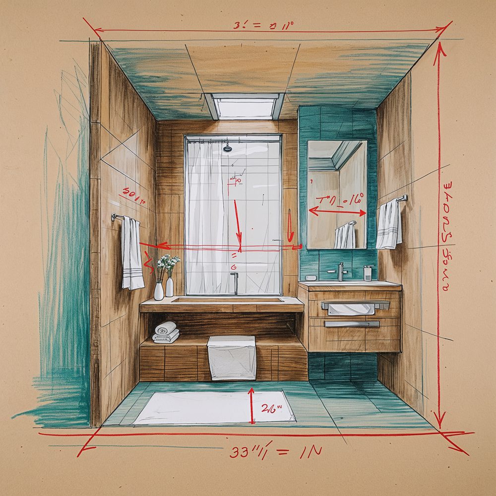 Bathroom space planning diagram showing optimization strategies