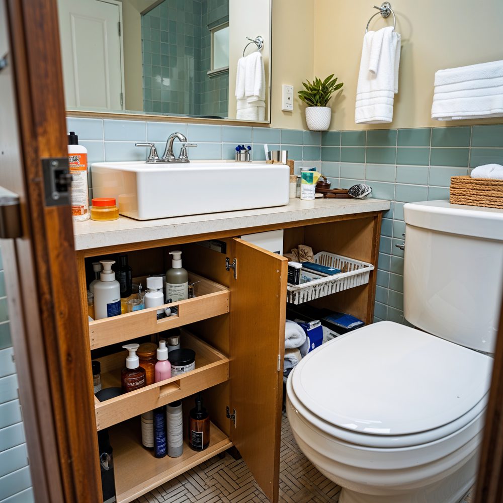 Limited bathroom storage before renovation