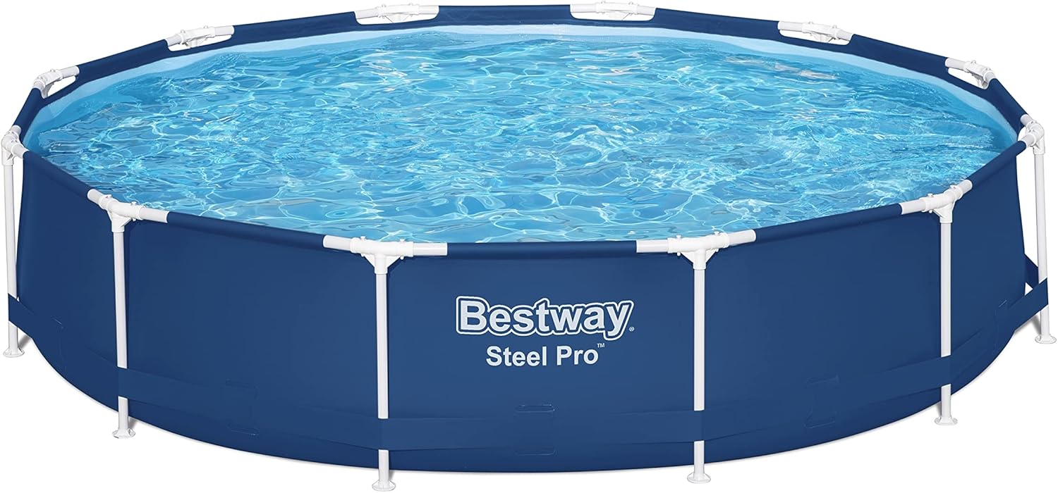 Bestway Steel Pro MAX 12 Foot x 30 Inch Round Above Ground Outdoor Swimming Pool Set with 330 GPH Filter Pump