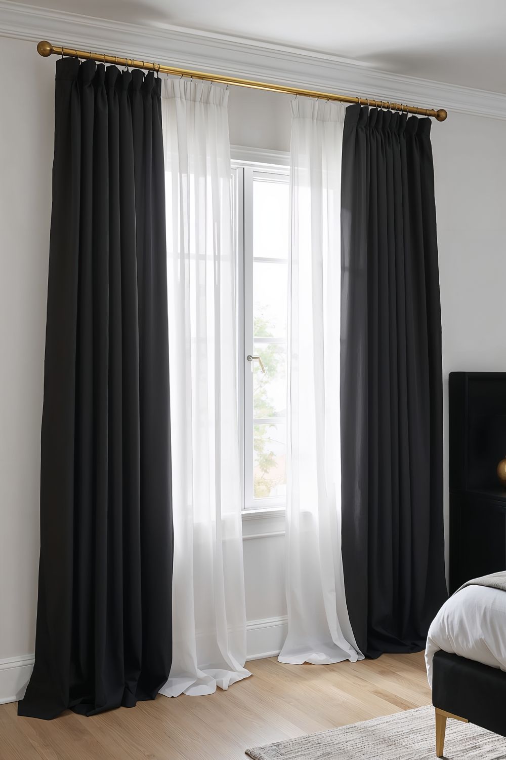 Black And White Layered Curtains For Bedroom Windows