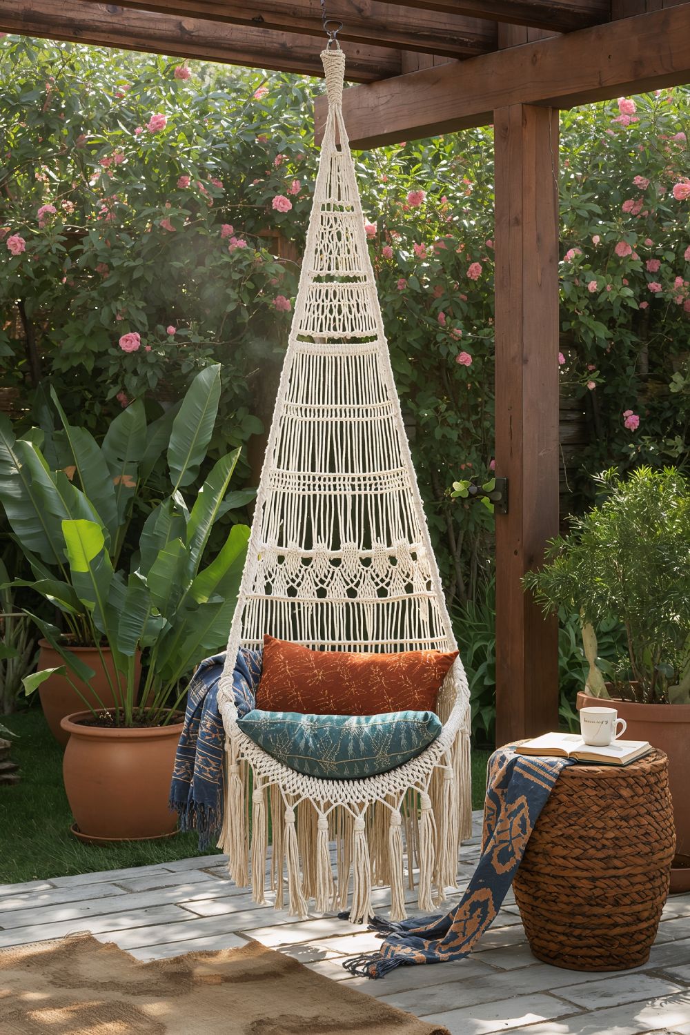 Boho Macrame Hanging Chair Statement Piece