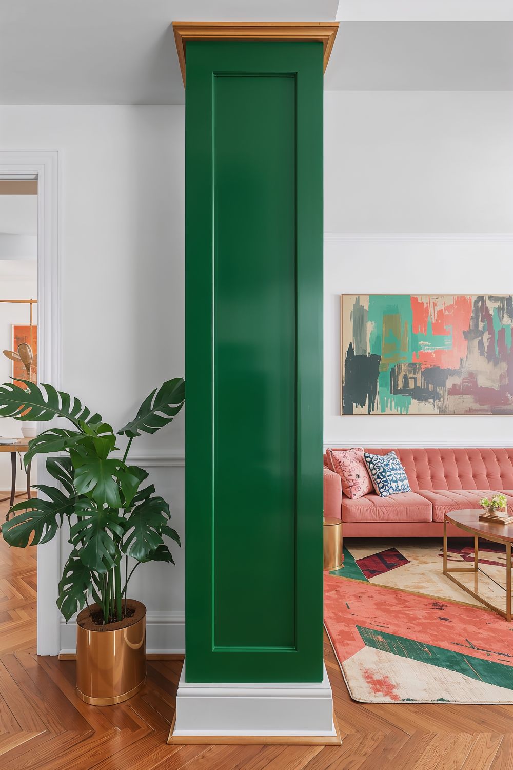 Bold Painted Accent Pillar Design With Statement Colors