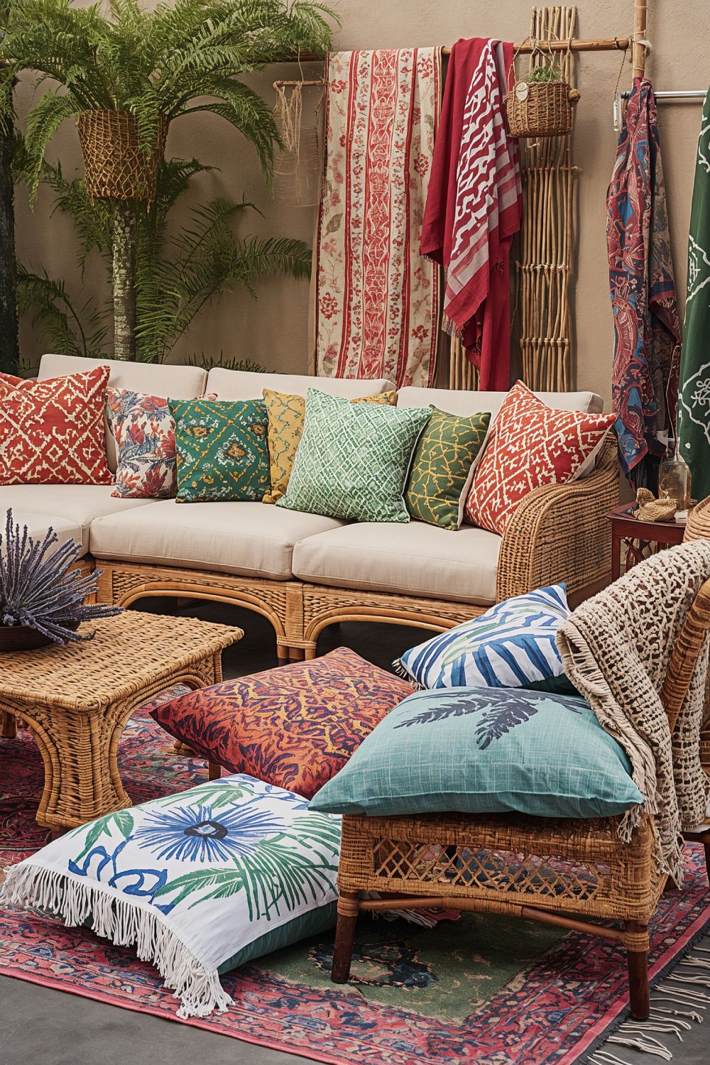 Bold Pattern Mix Boho Patio Pillows And Throws