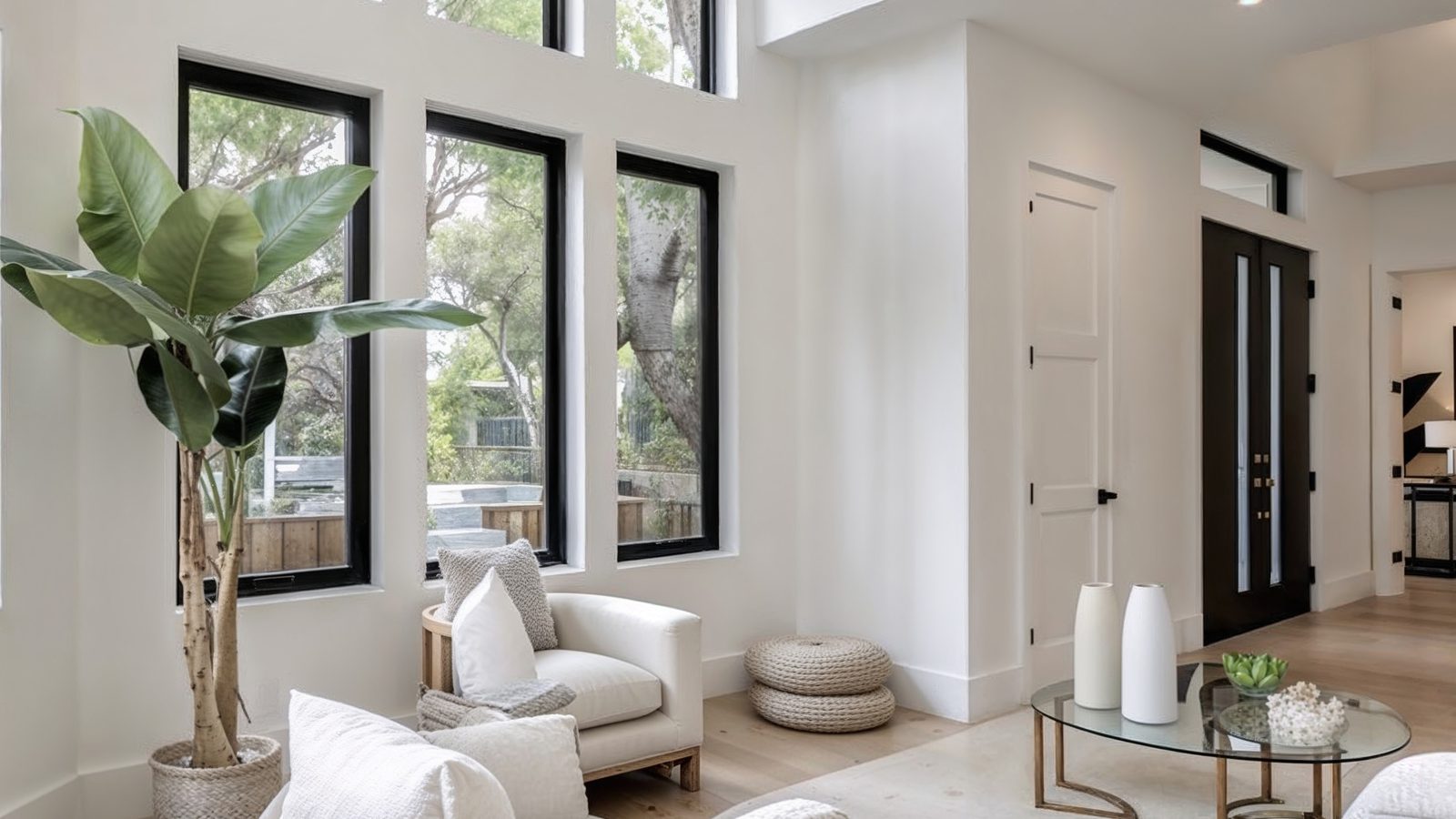 bright living room with large windows