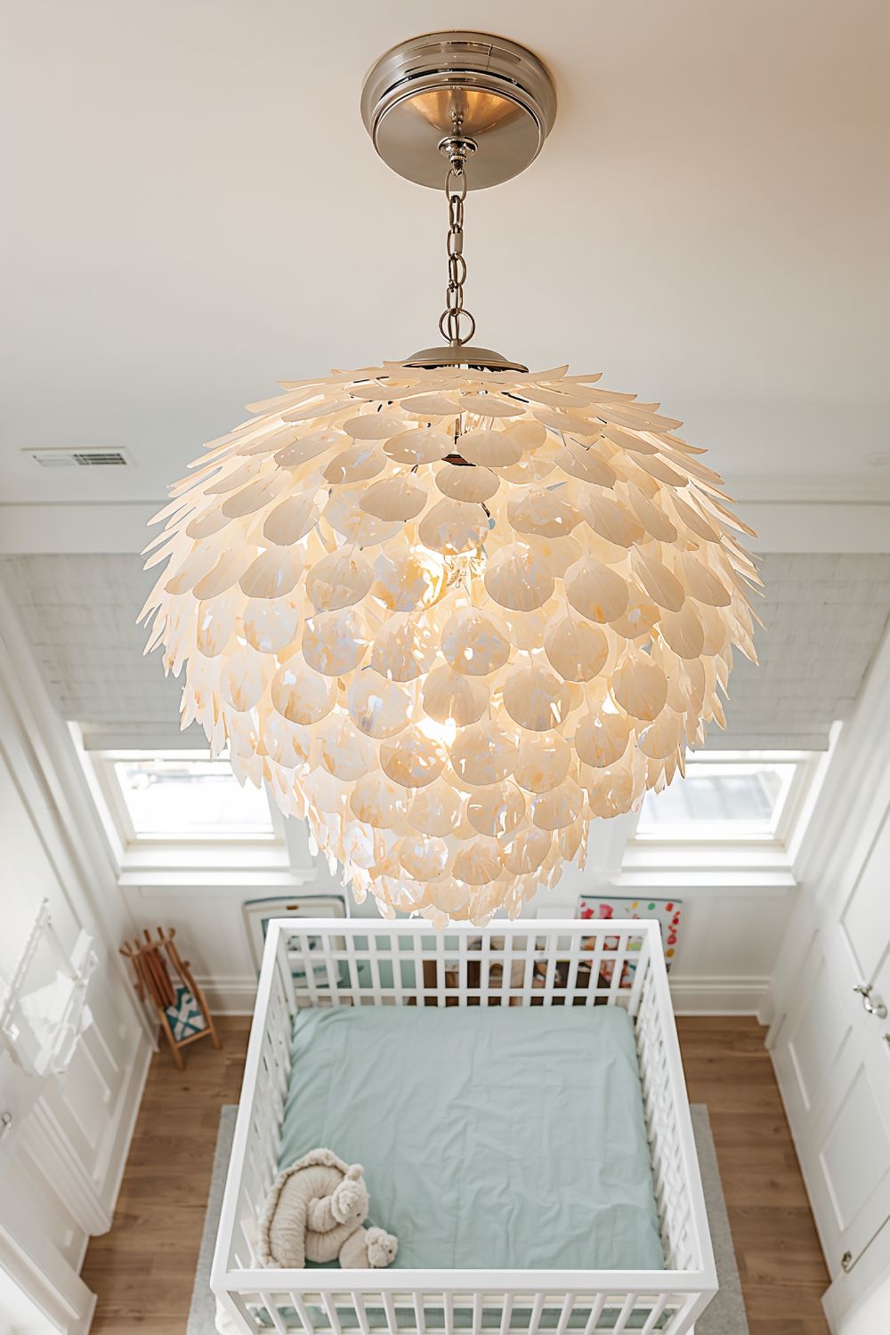 Capiz Shell Chandelier Light Fixture For Coastal Nursery
