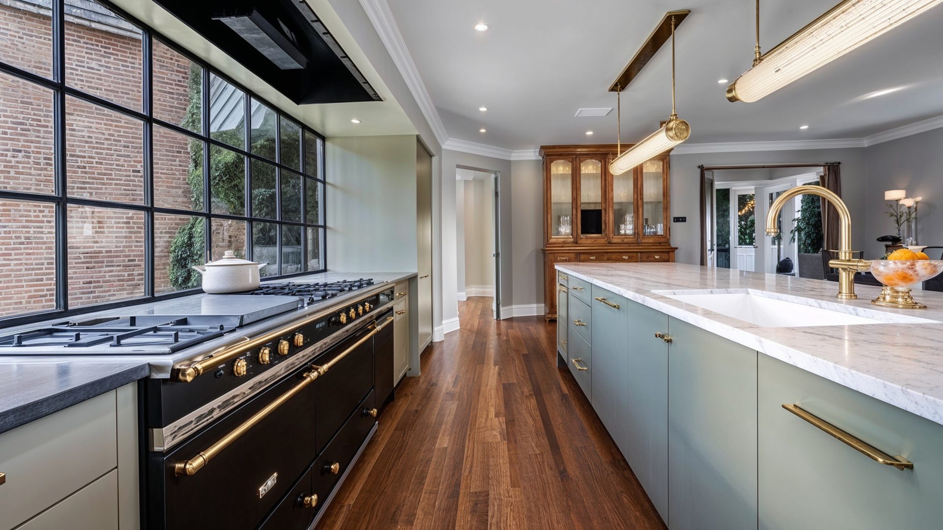 Chef's Dream Kitchen With Brass Accents