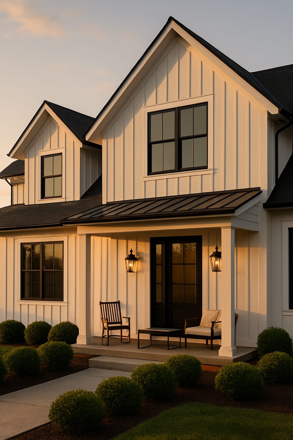 Classic White Board And Batten Farmhouse Siding