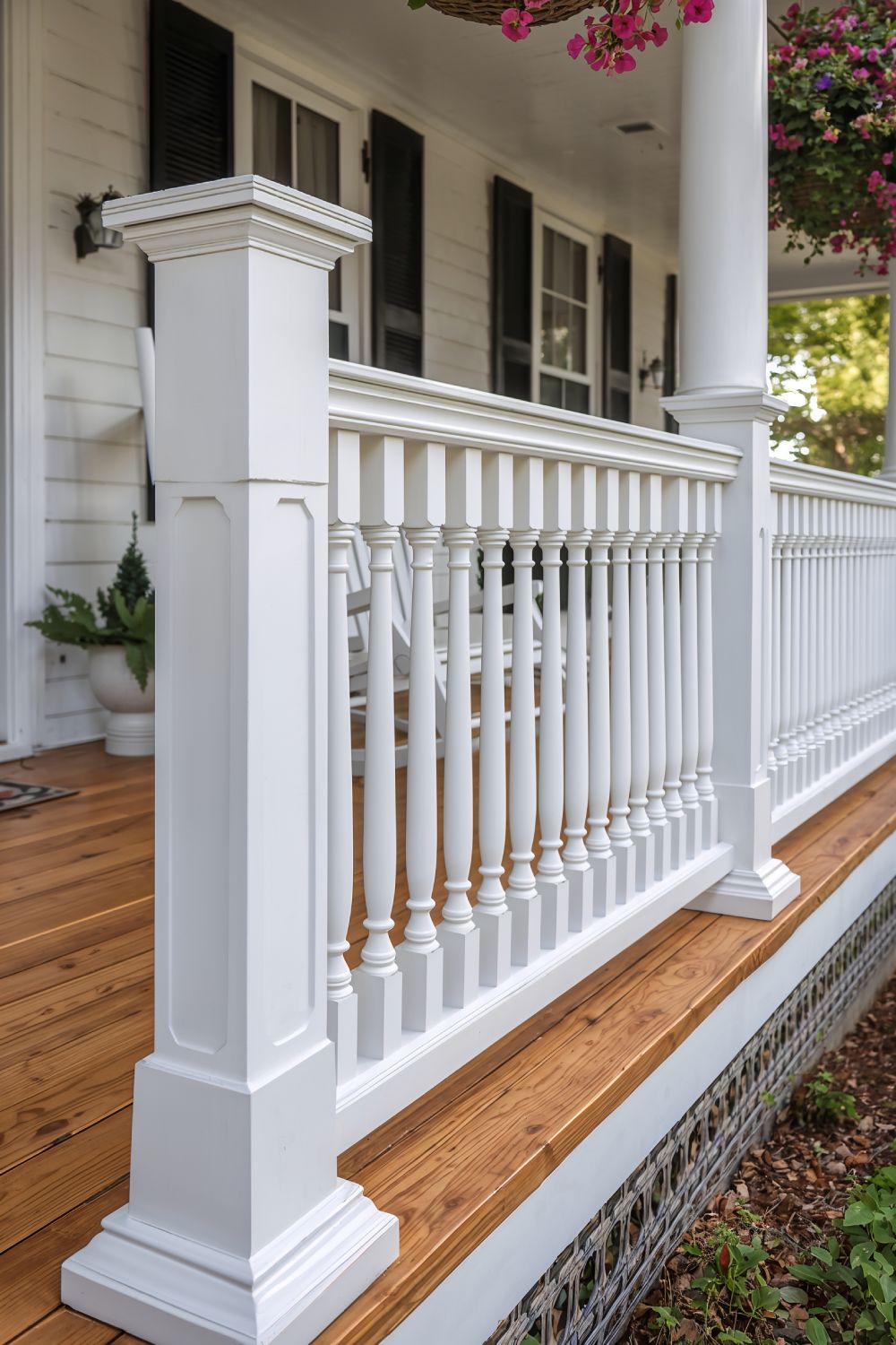 Classic White Spindle Farmhouse Porch Railing