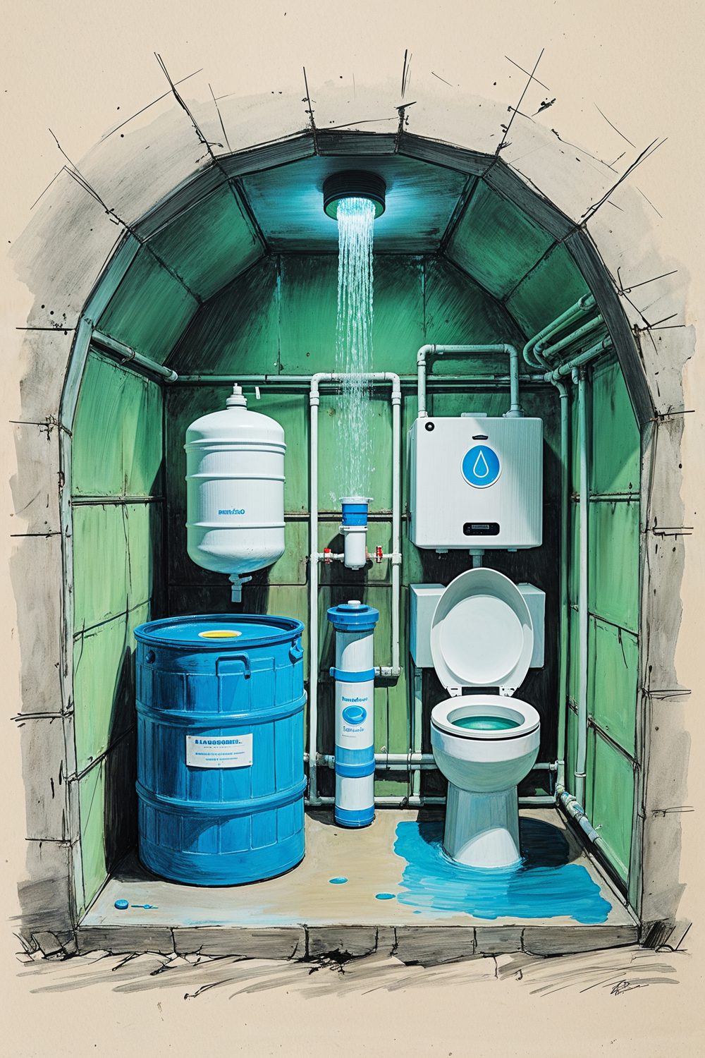 clean water and sanitation in bomb shelter