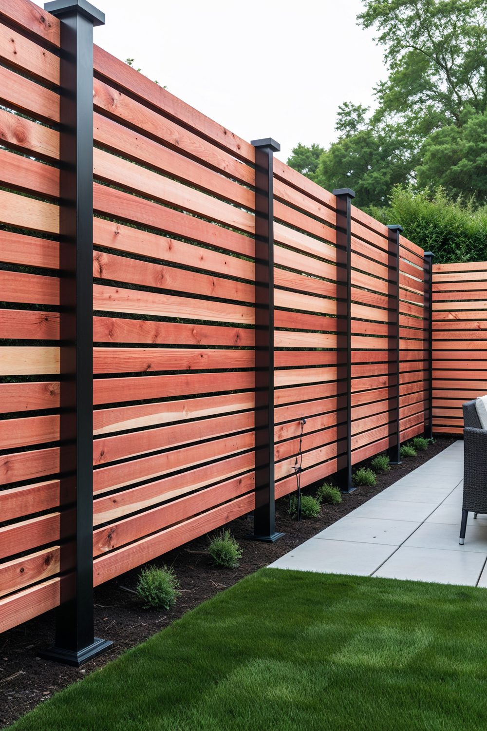 Contemporary 8 Foot Privacy Fence With Horizontal Slats