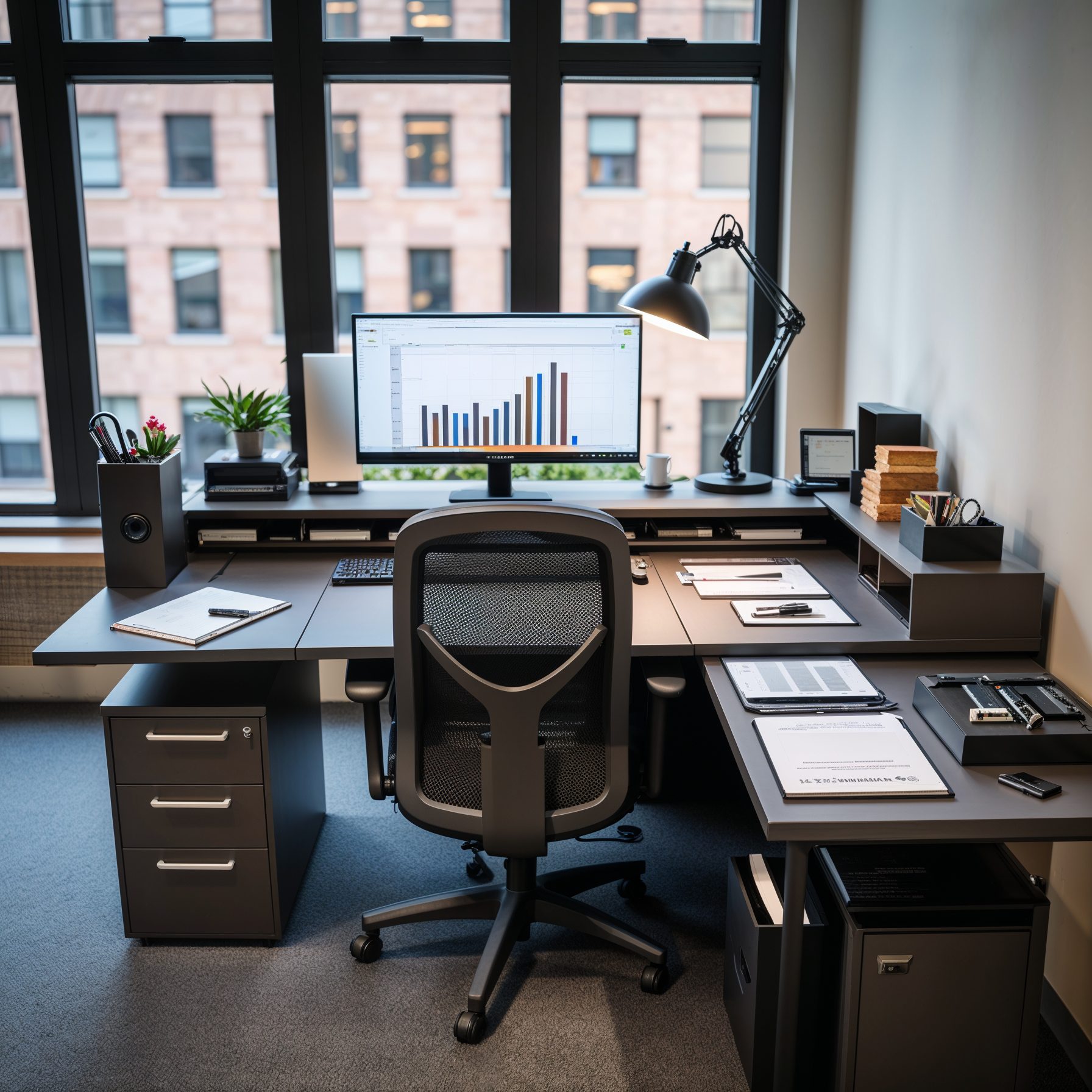 Corporate desk after - modern executive desk with professional organization