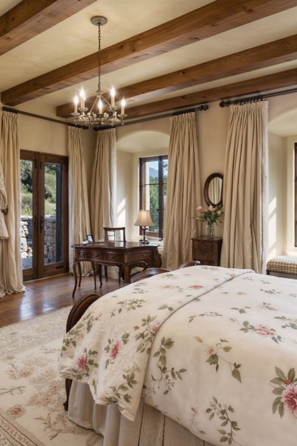 cozy master bedroom in montecito mansion