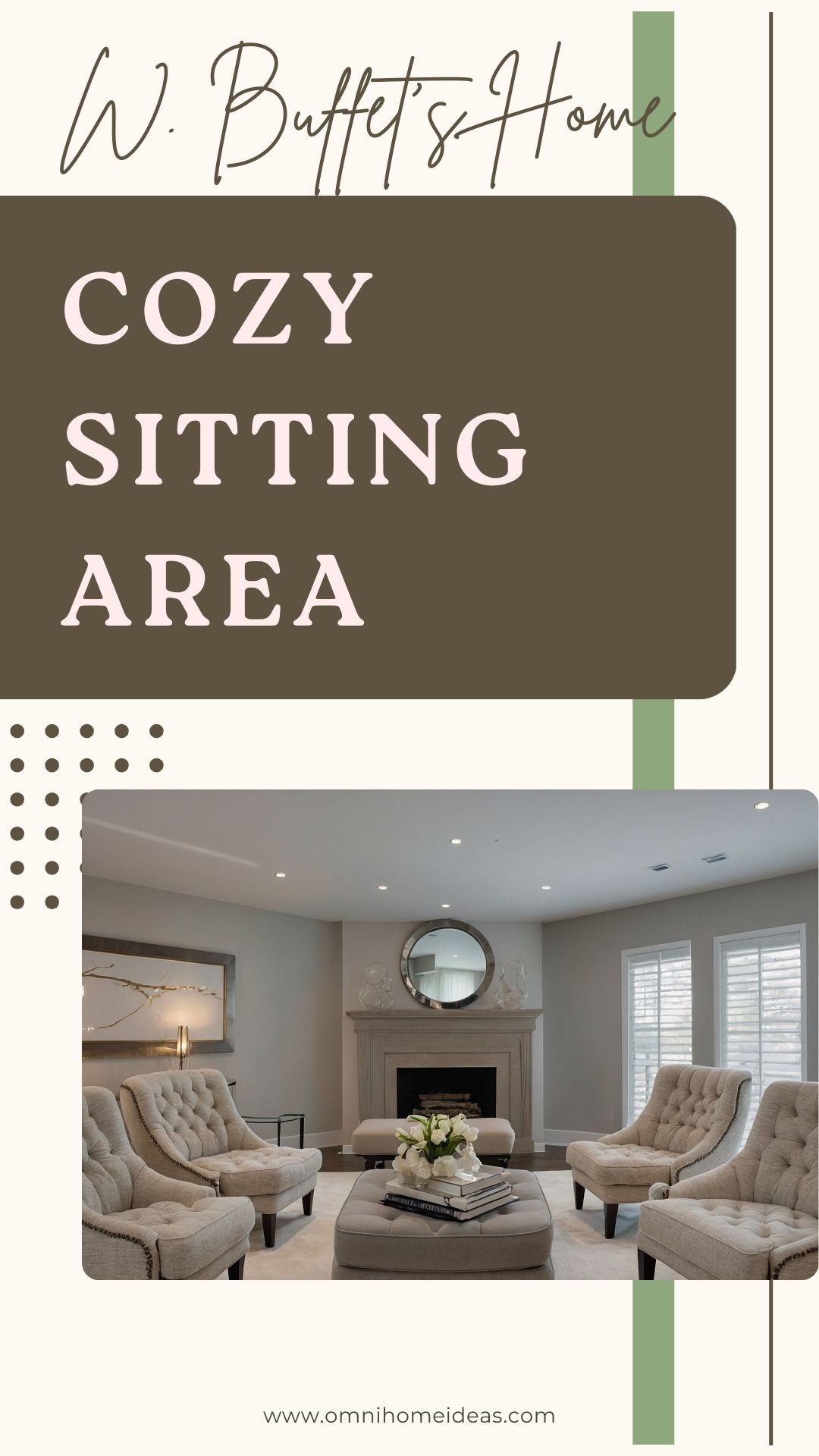 cozy sitting area with fireplace in buffett’s omaha residence