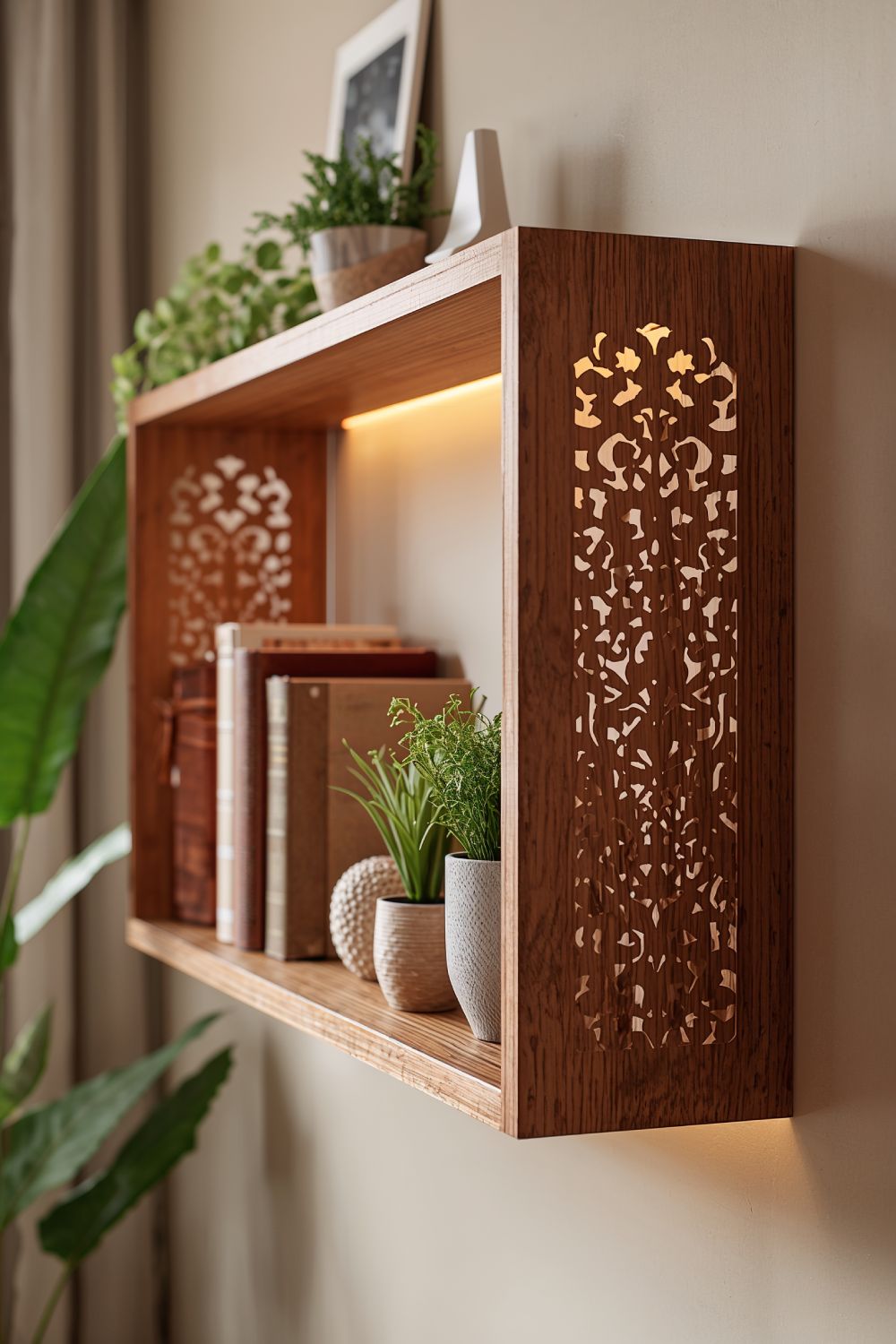 Custom Laser Cut Wooden Shelving