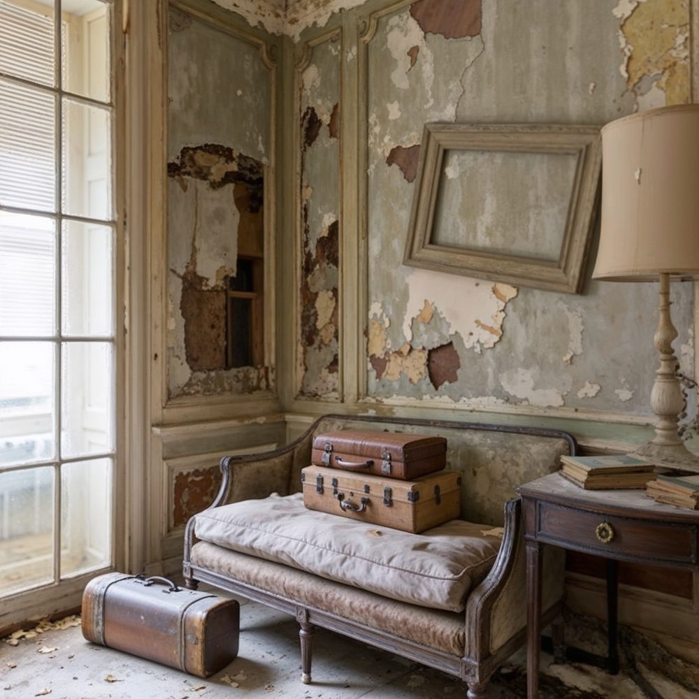 07 decayed sitting room with french doors at lynnewood hall