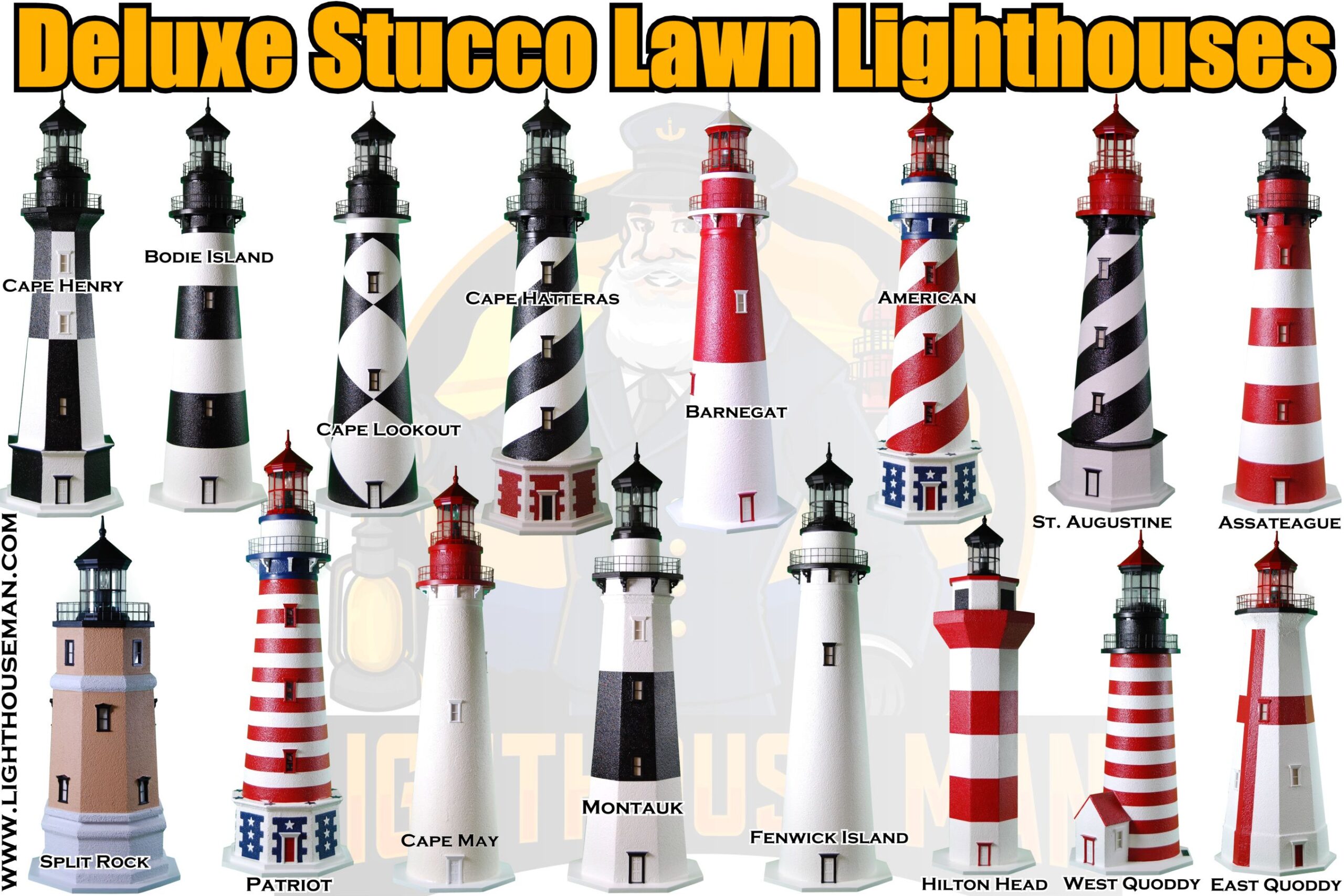 deluxe stucco lawn lighthouses