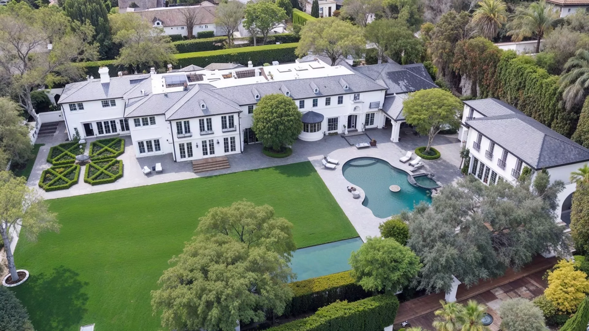 Diddy $61.5M Holmby Hills Mansion Aerial View Celebrity Estate