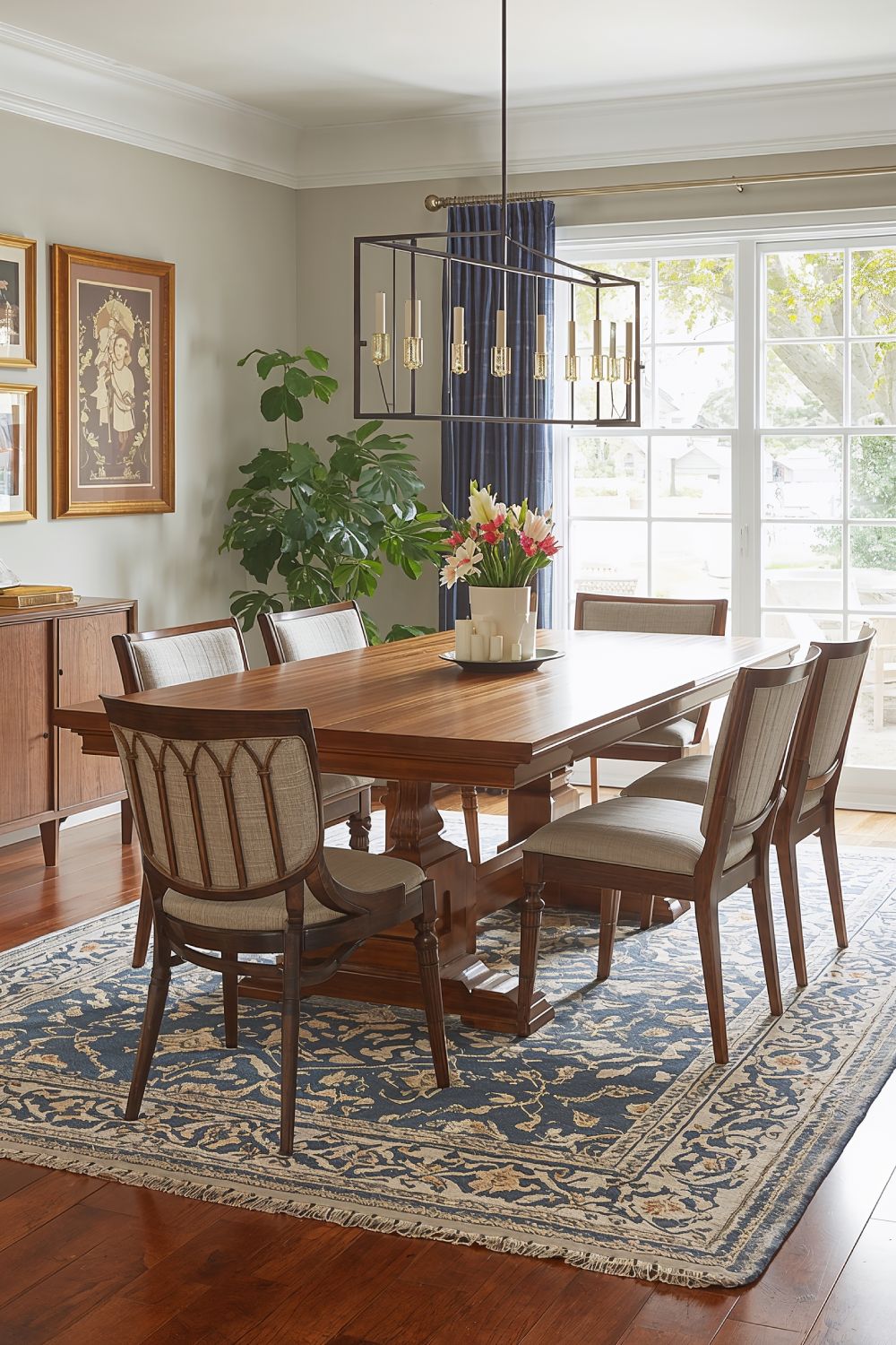 Dining Room Decor With Hand Knotted Area Rug