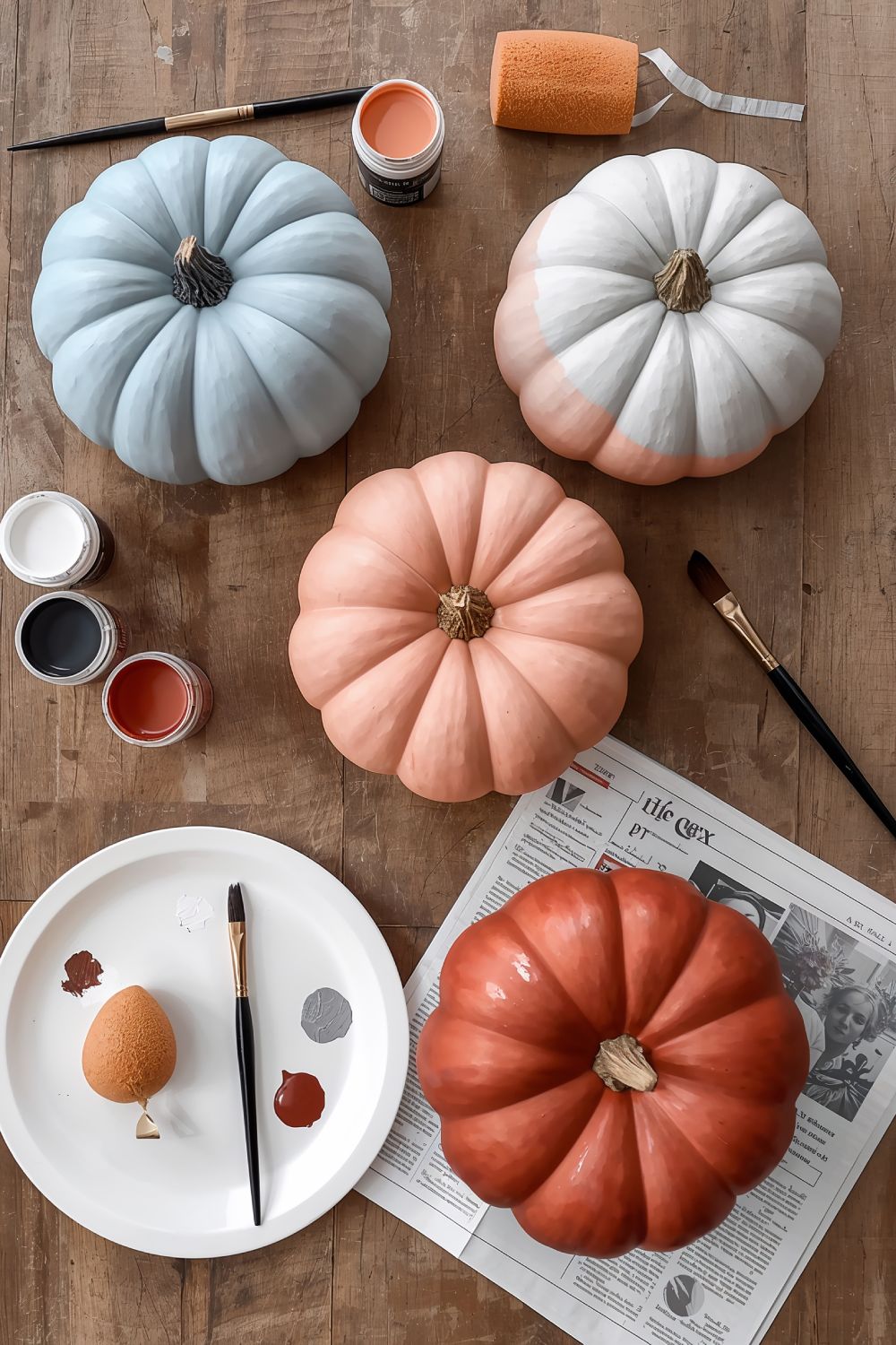 DIY Ombre Pumpkin Painting Tutorial In Blue And Orange Tones