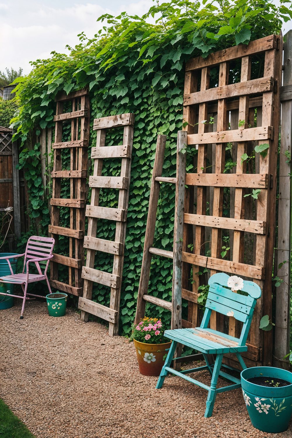 DIY Repurposed Trellis Wood Fence For Creative Backyard