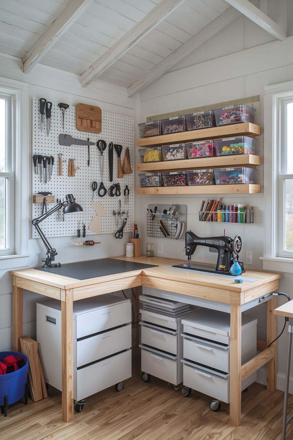DIY Shed Workbench With Organized Craft Storage