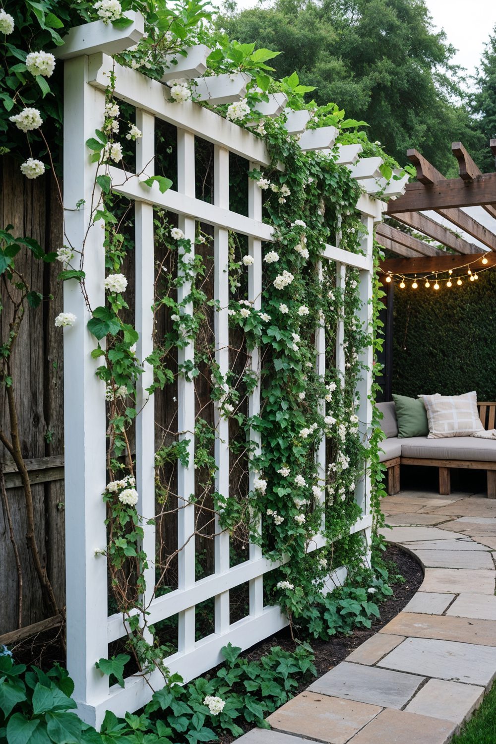 DIY Trellis Privacy Fence With Climbing Vines