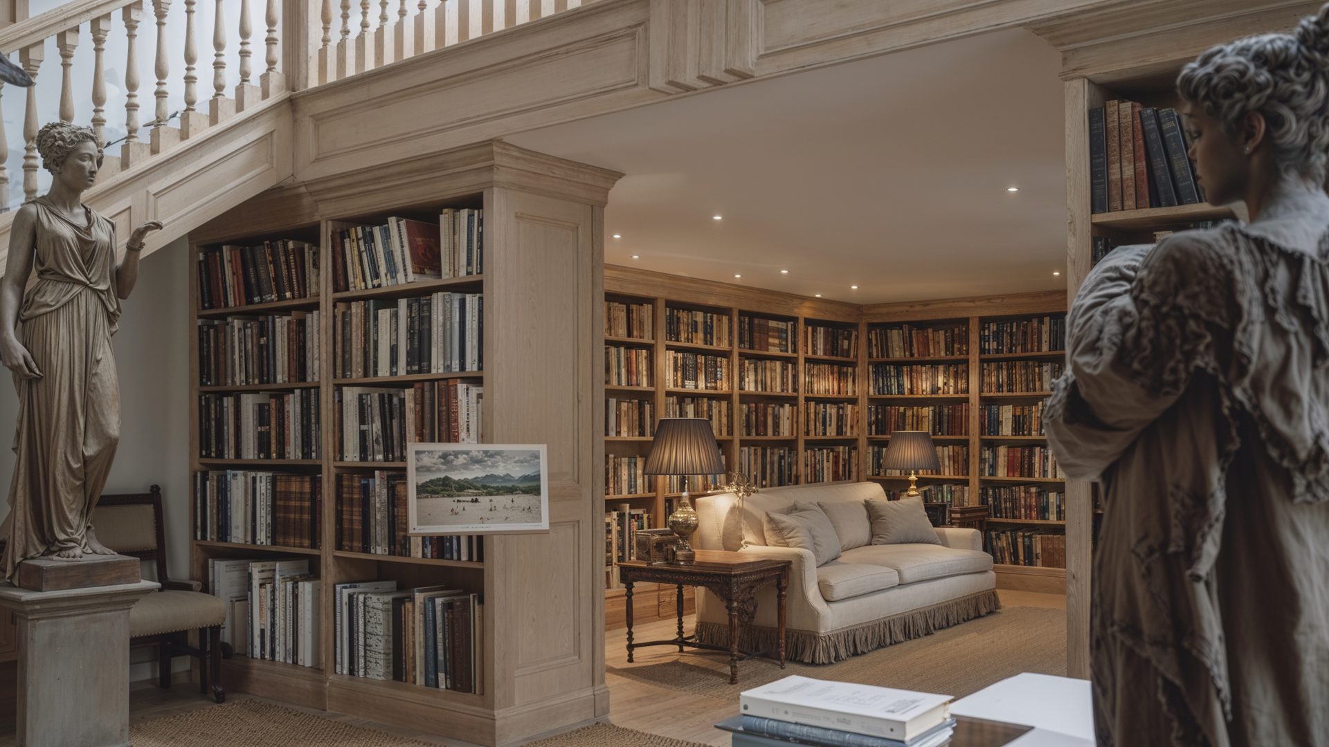 Double Height Oak Library At Woodside Estate