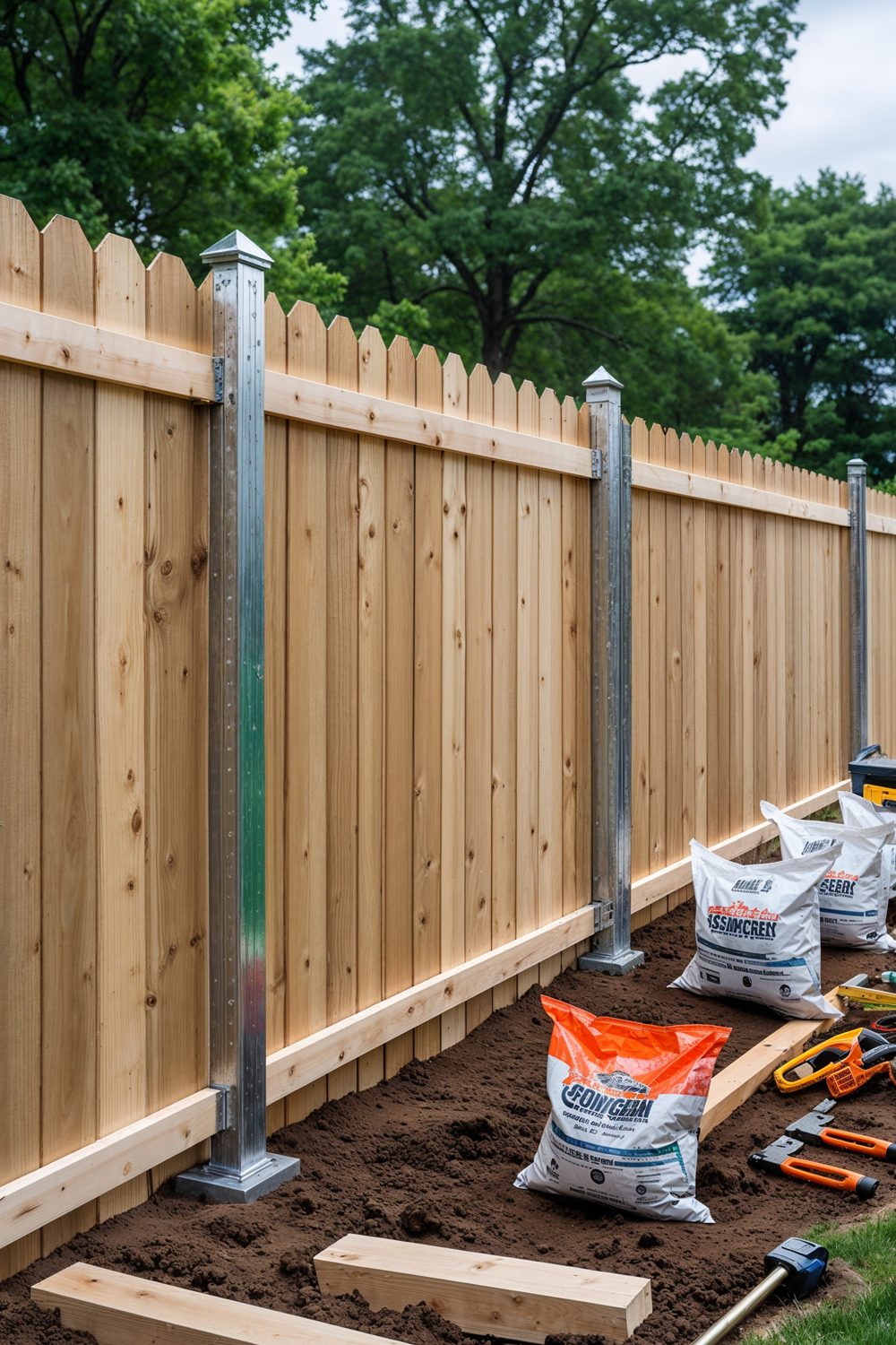 Easy DIY 8 Foot Privacy Fence Kit Installed In Backyard