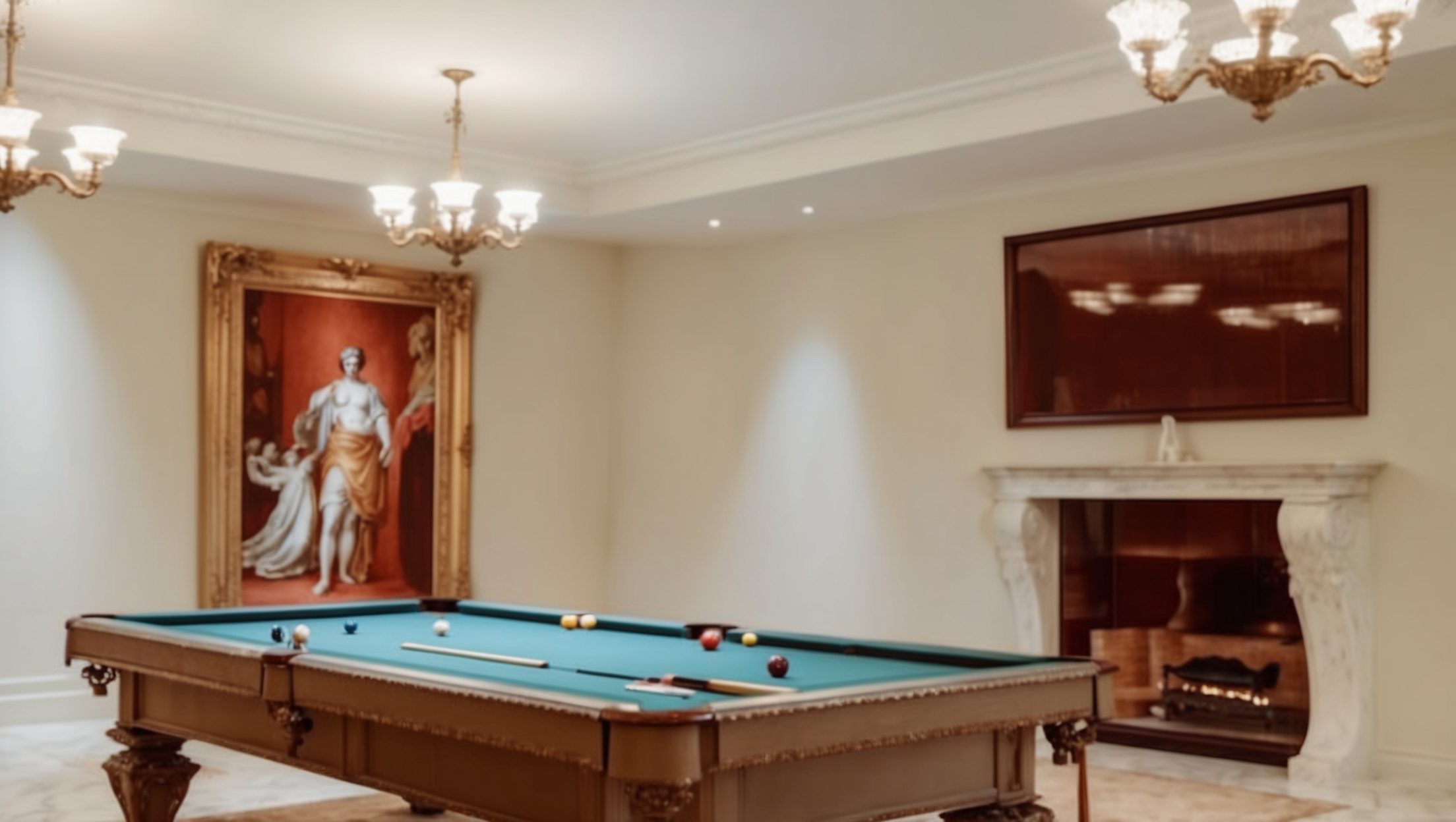 elegant billiards room with classical decor