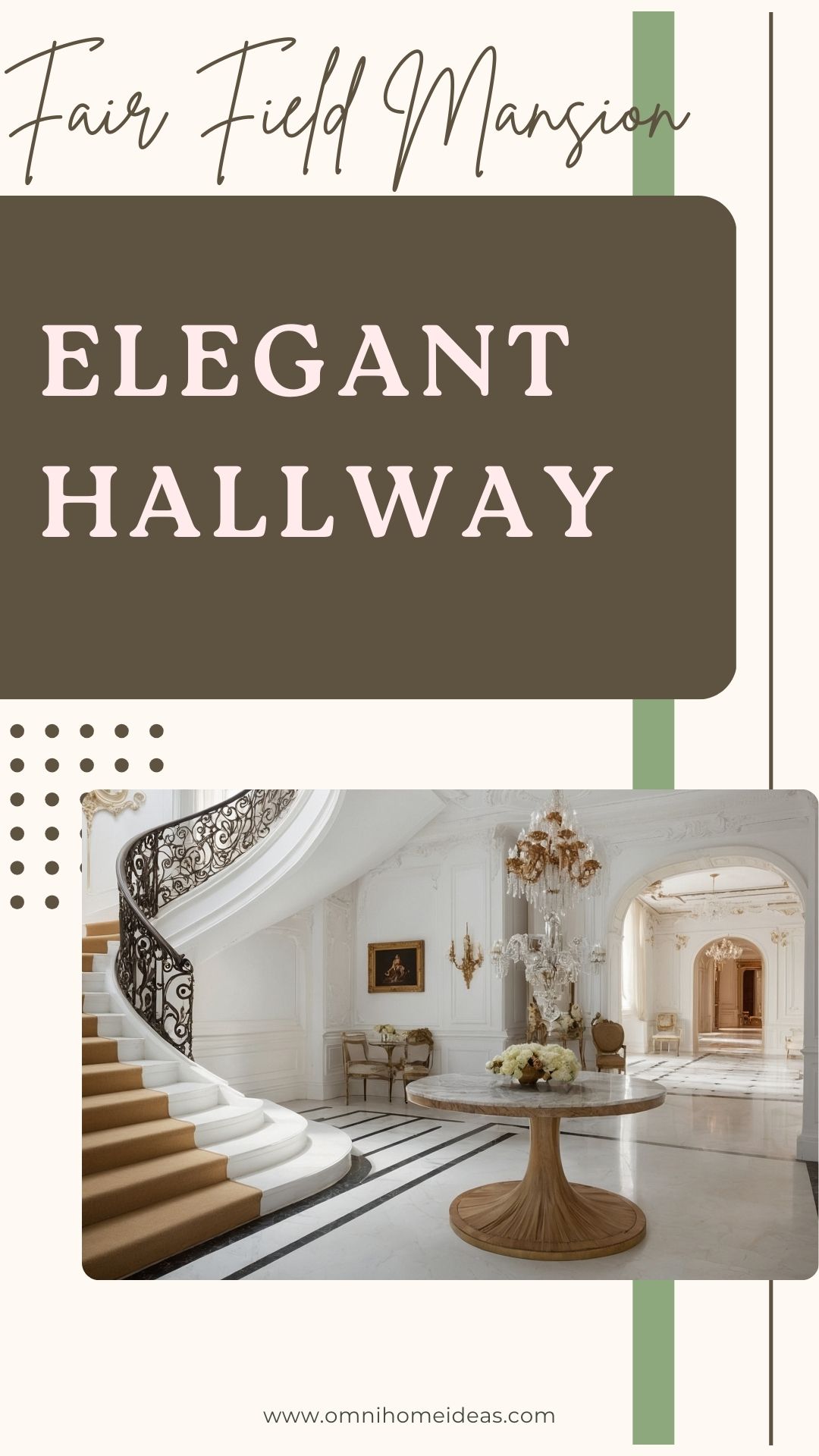 elegant hallway with spiral staircase in fair field mansion