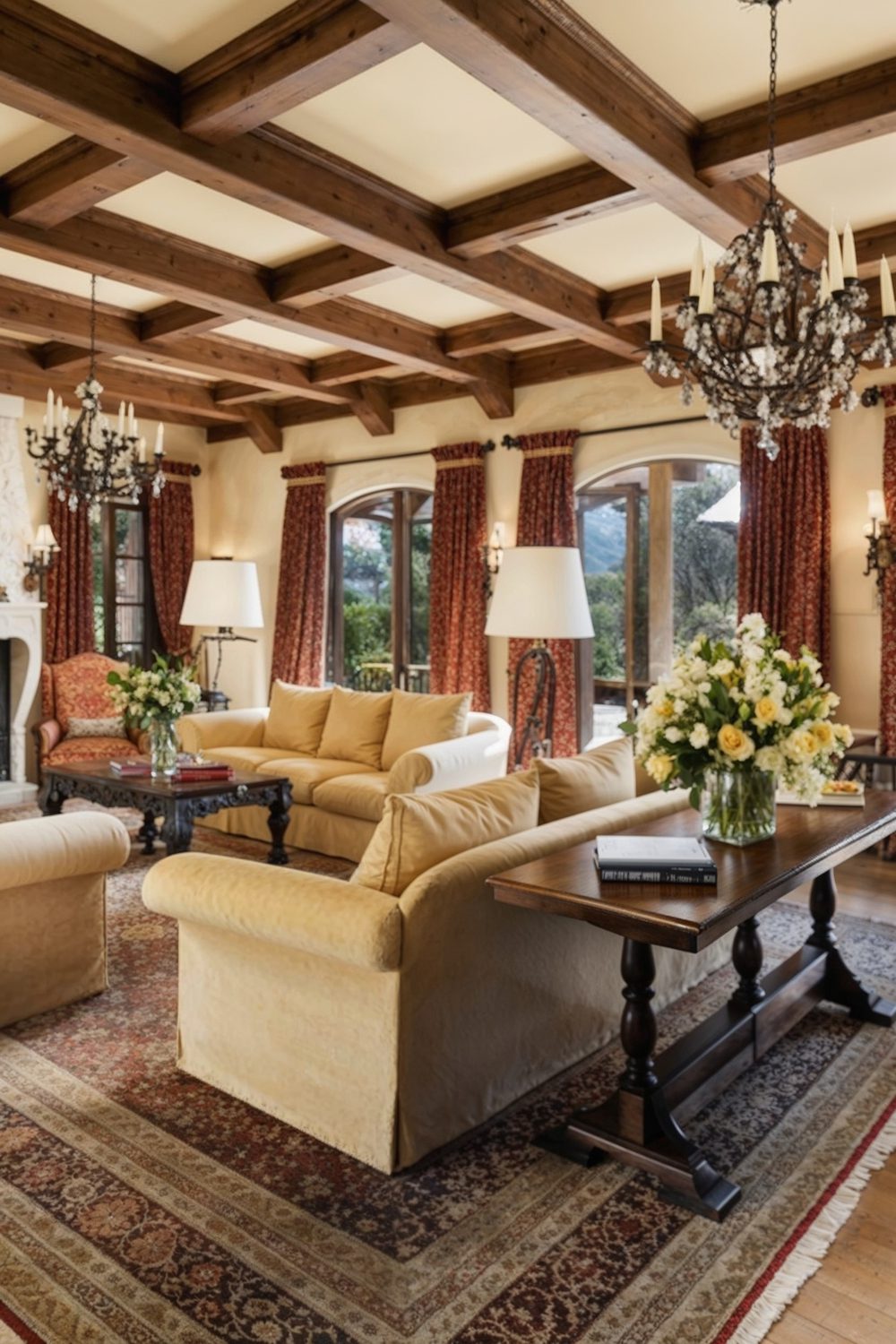 elegant living room in montecito mansion