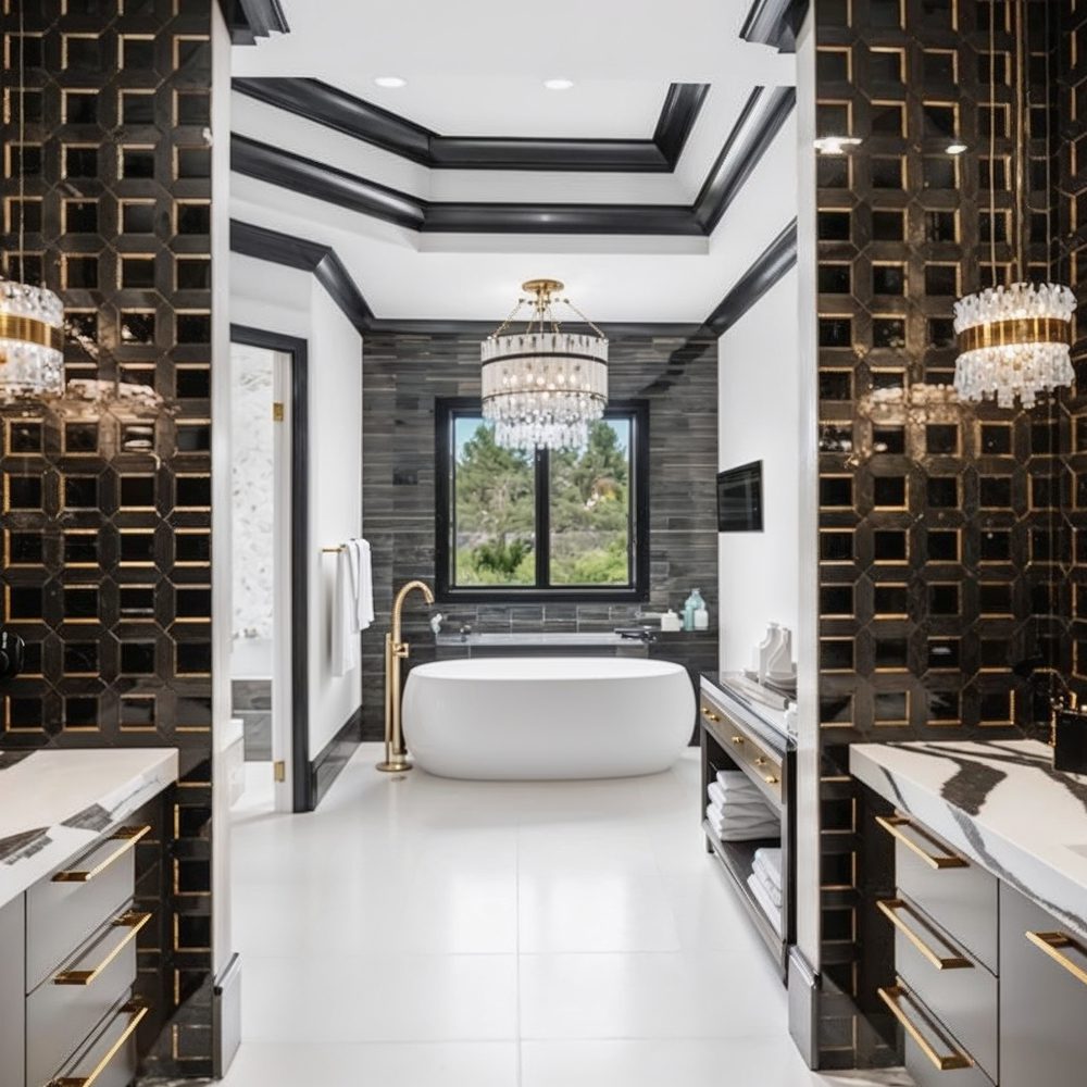 06 elegant master bathroom with black and gold design details