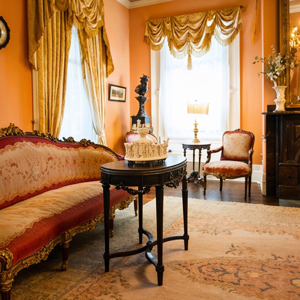 05 elegant parlor room with red sofa at myrtles plantation