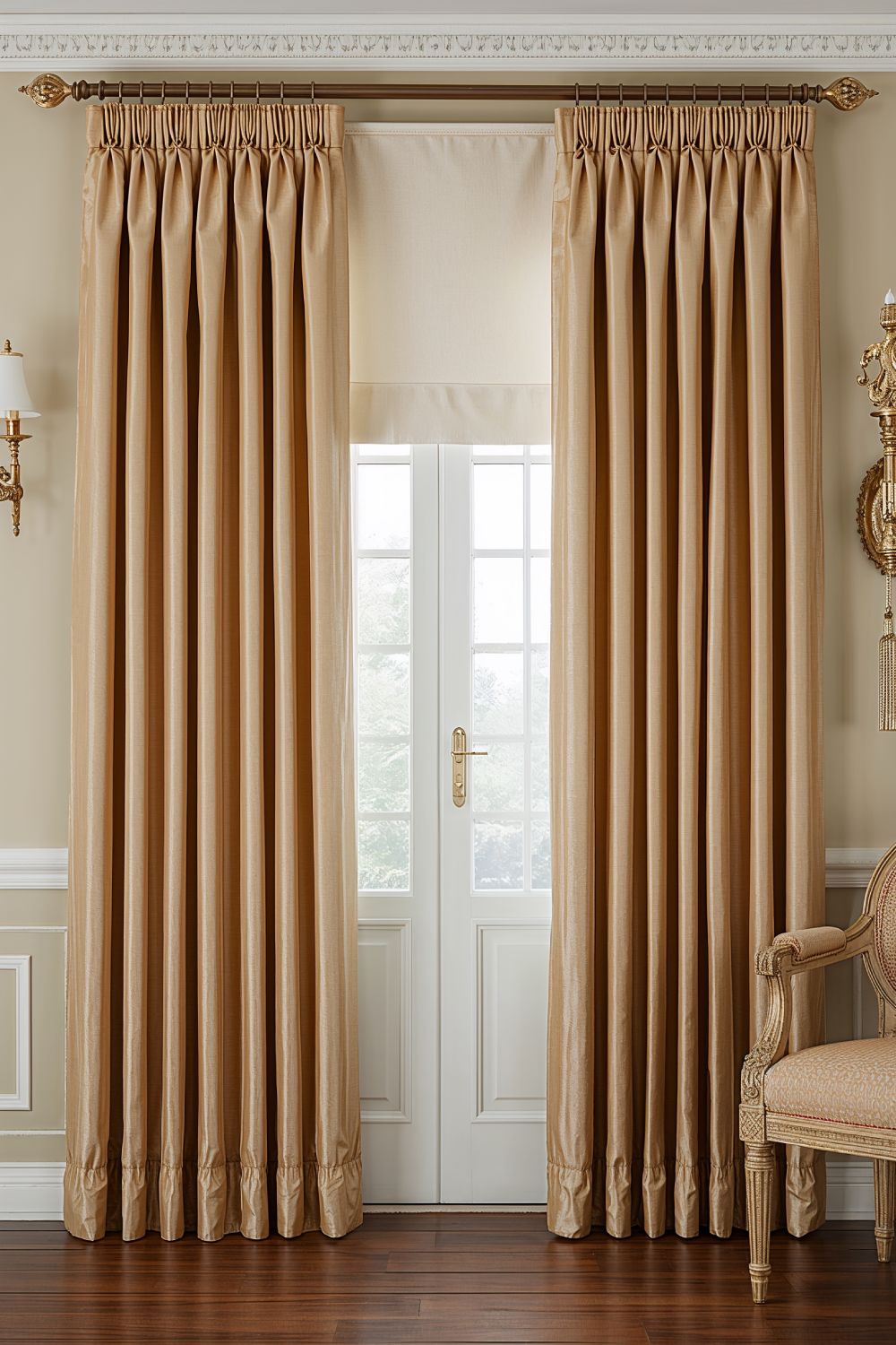 Elegant Pinch Pleat Silk Drapery For Traditional Living Rooms