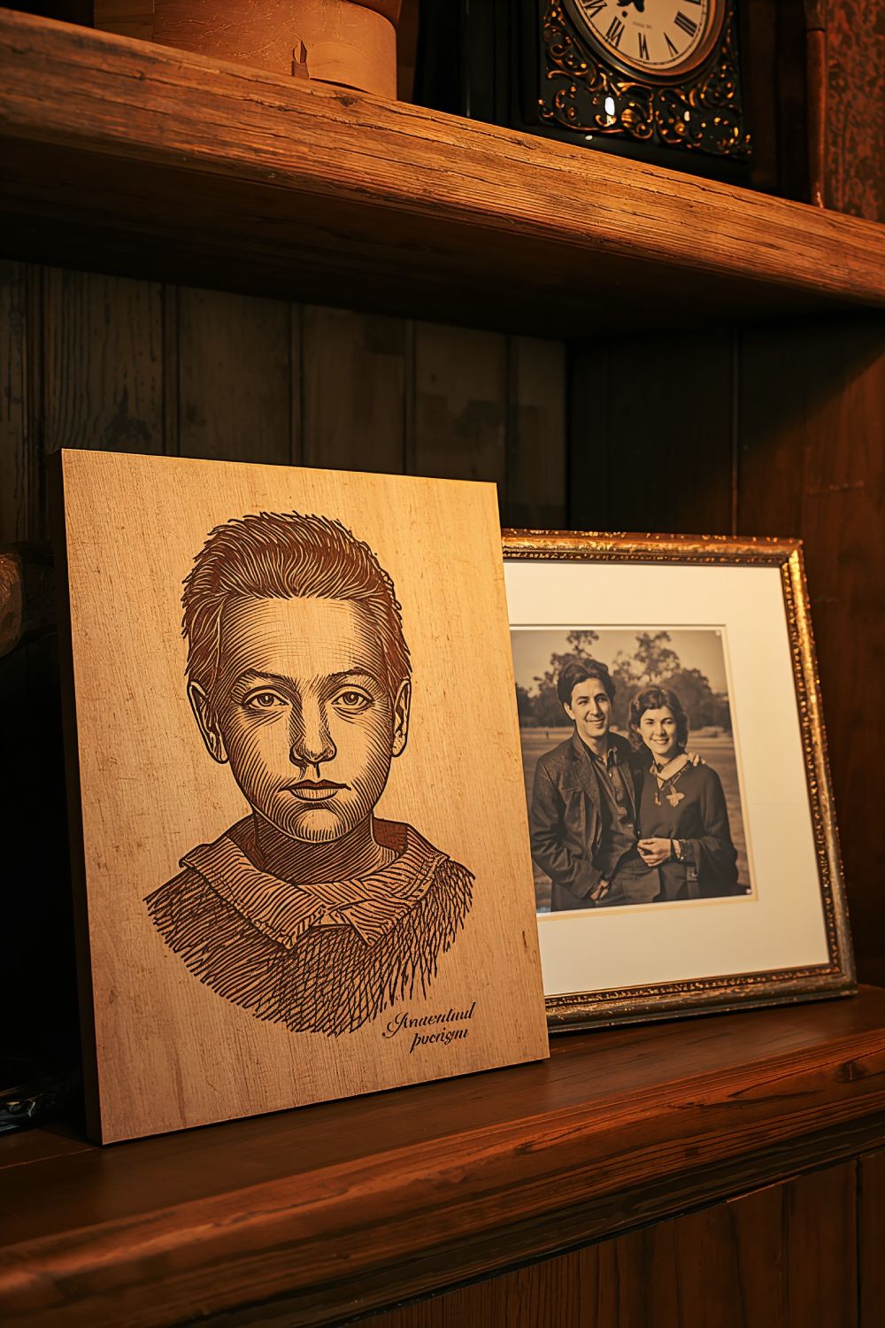 Engraved Wooden Photo Panel