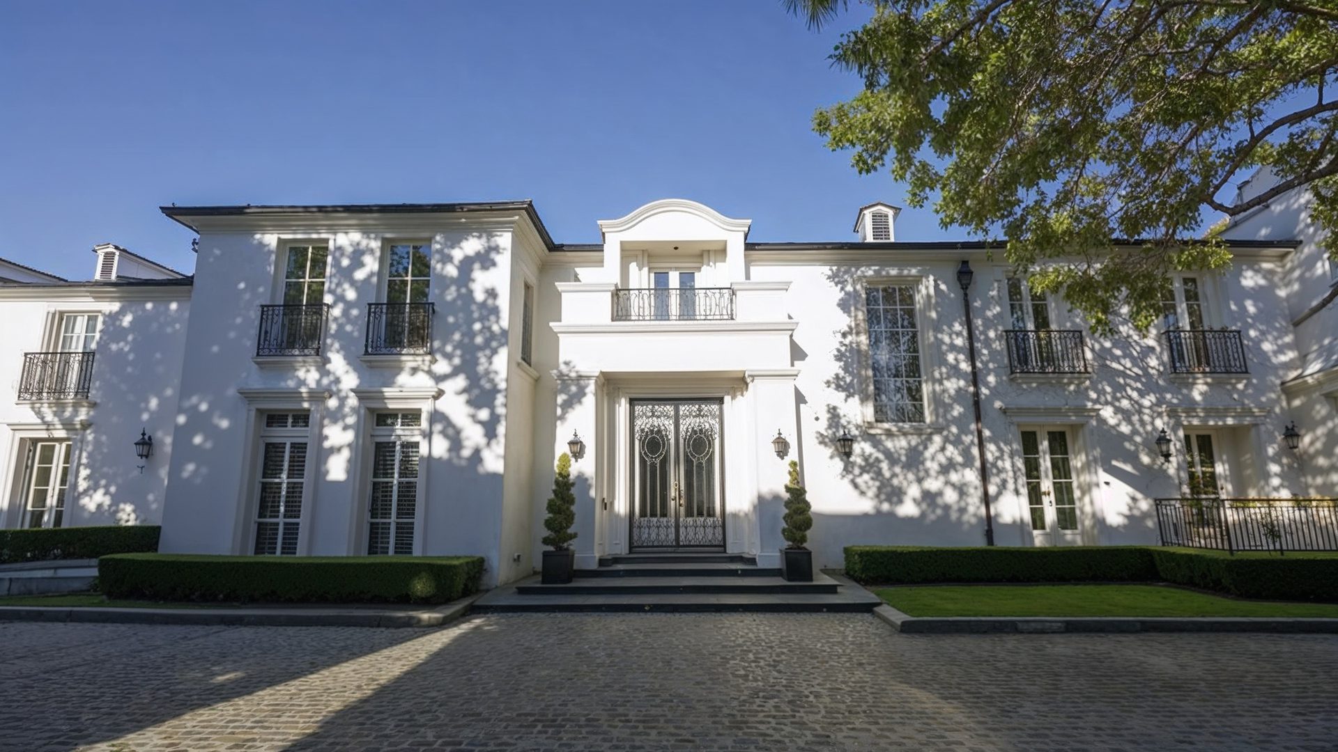 European Villa Front Entrance Holmby Hills Luxury Home Design